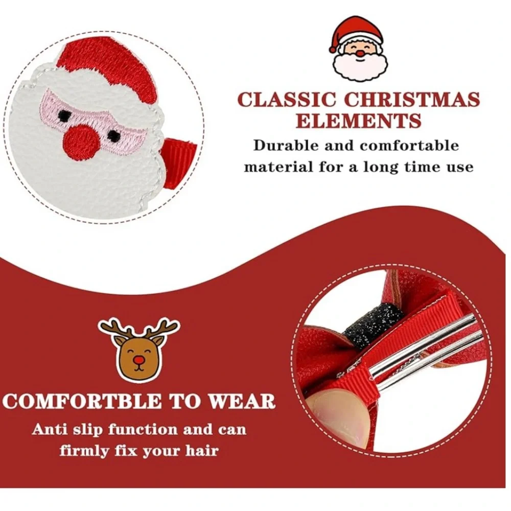 9pcs Christmas Hair Clips Christmas Hat Antlers Cute Santa Gingerbread Reindeer